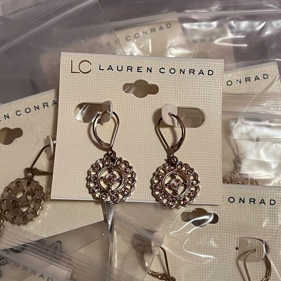 Wholesale 10 Pks LC Lauren Conrad Rhinestone Gold Tone Earrings - Picture 1 of 1